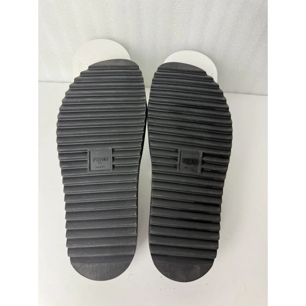 Fendi Men's FF Diagonal Logo Print Slides Men's Size 13 Black (Authenticated)